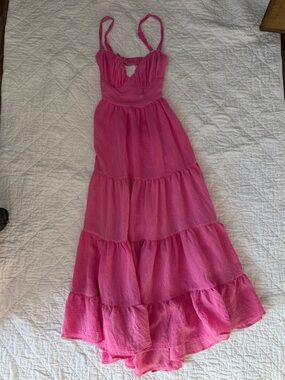 Princess Polly Hot Pink Tiered Maxi Dress
